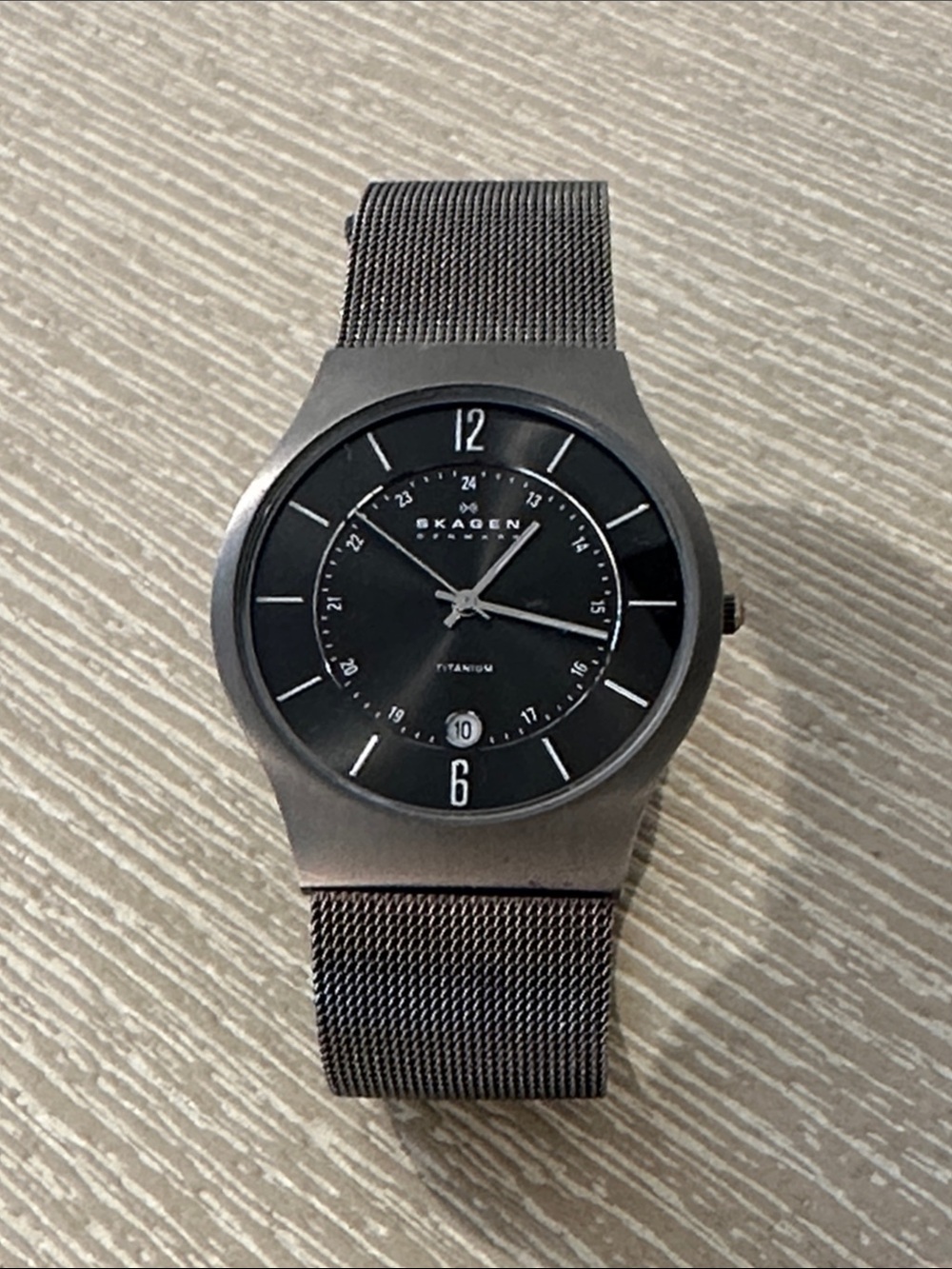 Skagen Women’s  Black and Gunmetal Mesh Strap Watch